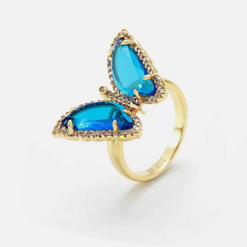 Όμορφο ασημένιο δαχτυλίδι ζώου πεταλούδας