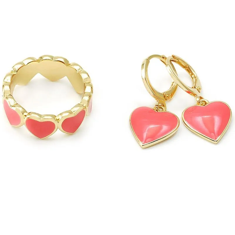 Σετ κοσμημάτων από κοραλλιογενή σμάλτο καρδιά