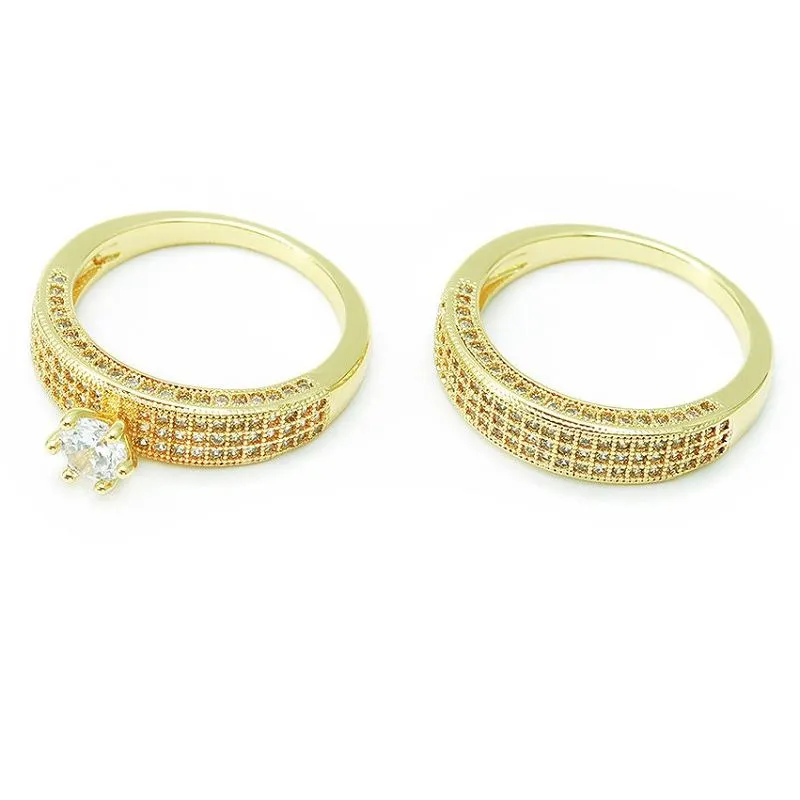 Μοναδικό επιχρυσωμένο σετ νυφικού δαχτυλιδιού